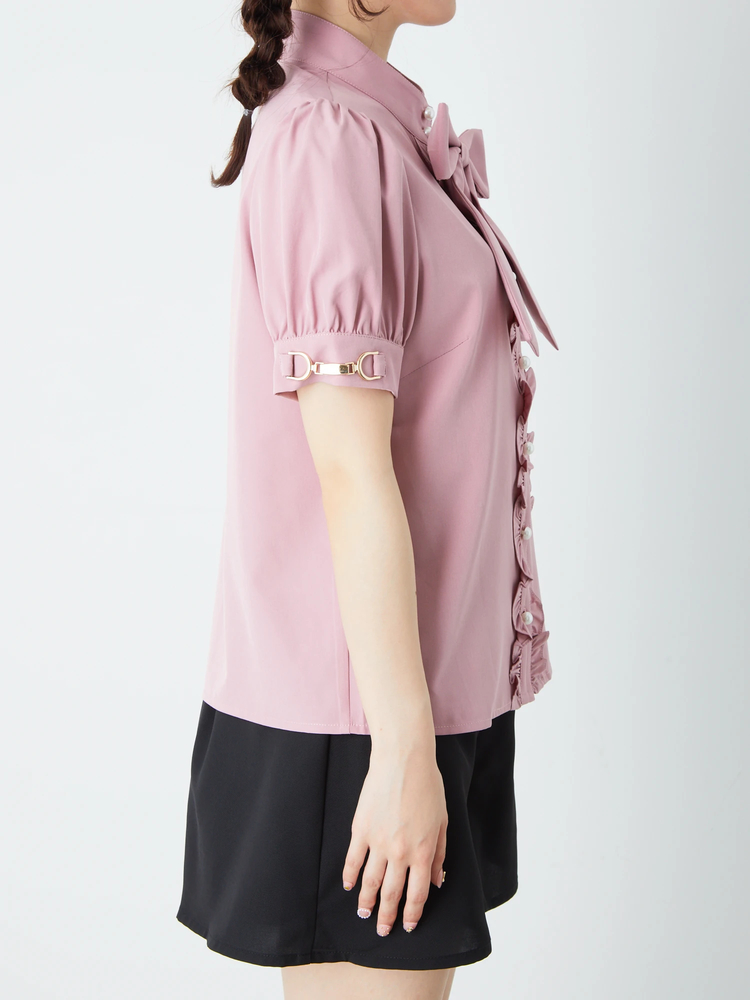 laubeblanc バルーン袖 ピンクシャツ リボン付き リボンカラーモックネックカットソー｜ピンクハウスオフィシャル