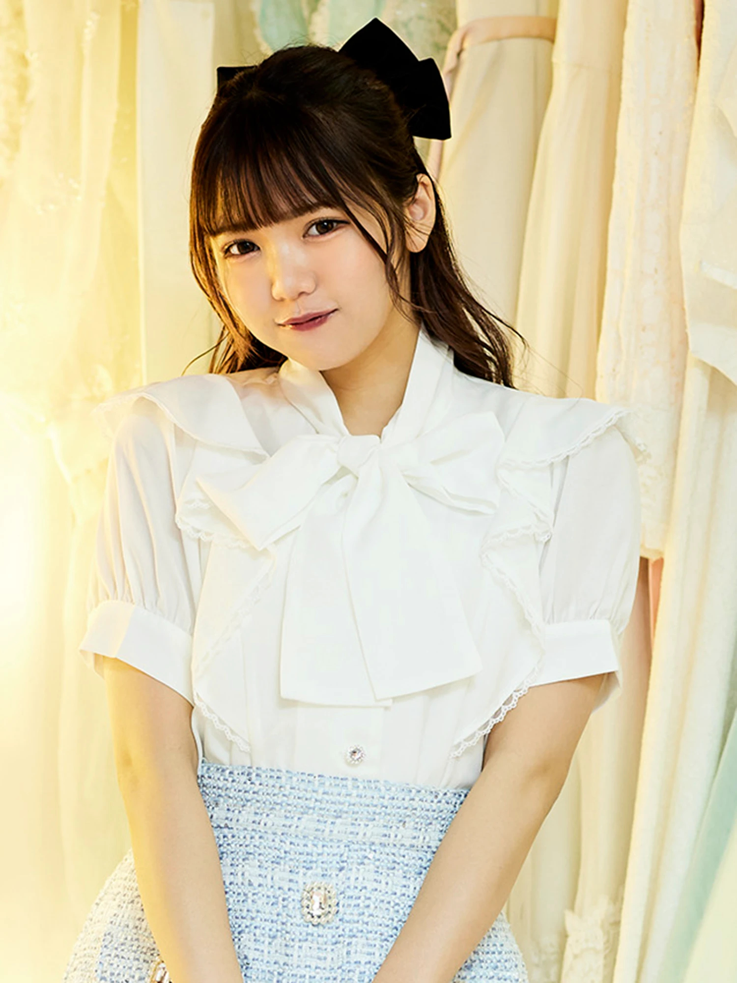 【SHUSHU/TONG】ラッフル+ビジュー装飾mini shirt dressmini