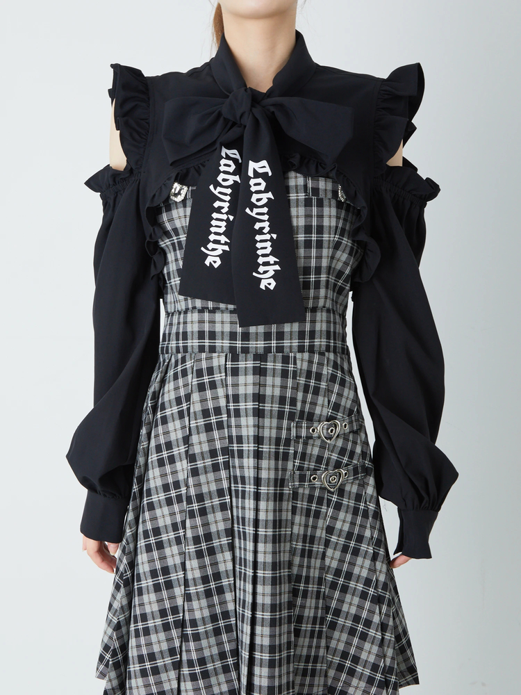 専用☆新品タグ付き☆cafune☆キュプラオーガンジーショートシャツ☆ ロゴリボン肩あきショートブラウス - Ank Rouge(アンクルージュ