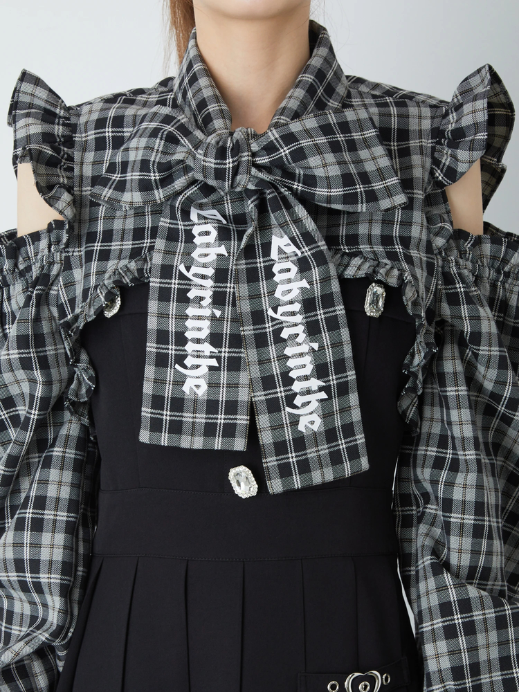 ロゴリボン肩あきショートブラウス - Ank Rouge(アンクルージュ