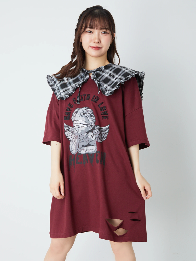Ank Rouge チェック衿エンジェルBigTe 美品 チェック衿エンジェルBigTe - Ank Rouge(アンクルージュ)のT