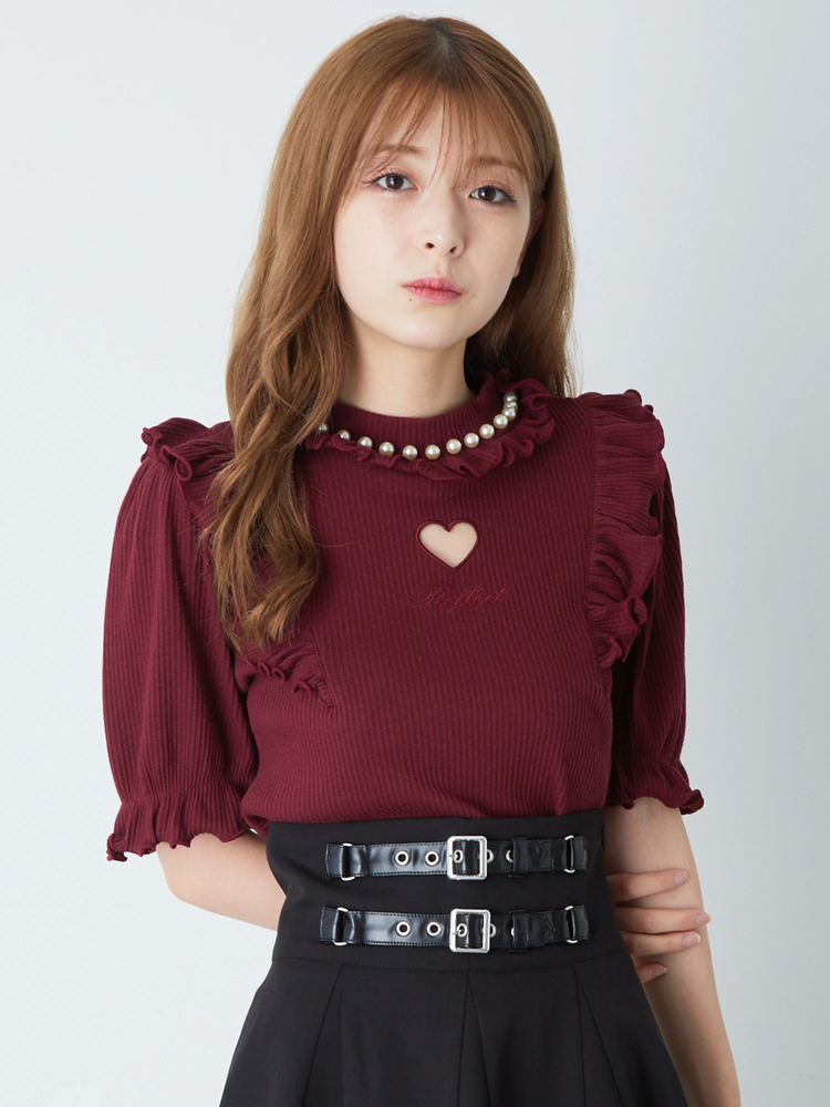 ハートくりぬきロゴ刺繍TOPS - Ank Rouge(アンクルージュ)のT