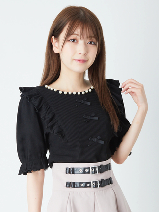 衿パール3つリボンTOPS - Ank Rouge(アンクルージュ)のTシャツ