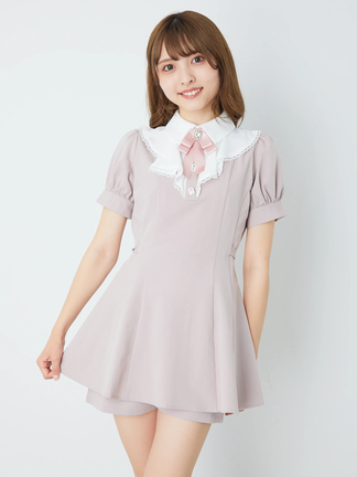 Ank Rouge ラメツイードラッフルコンビネゾン ピンク Ank Rouge ラメツイードラッフルコンビネゾン ピンク