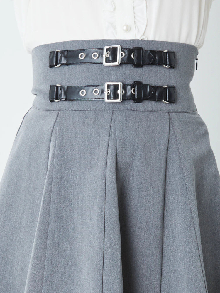 アンドゥムルメステール ベルギー製 ウール アシンメトリー巻きスカート 革ベルト アンドゥムルメステール ベルギー製 ウール アシンメトリー巻き
