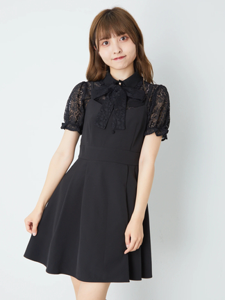 送料無料【A88】AnkRouge アンクルージュ キャミ ワンピース 花柄(バラ?)模様 白×ピンク レース ふりふり ロングスカート M ロリータ系 ハートdotキャミOP - Ank Rouge(アンクルージュ)のワンピース