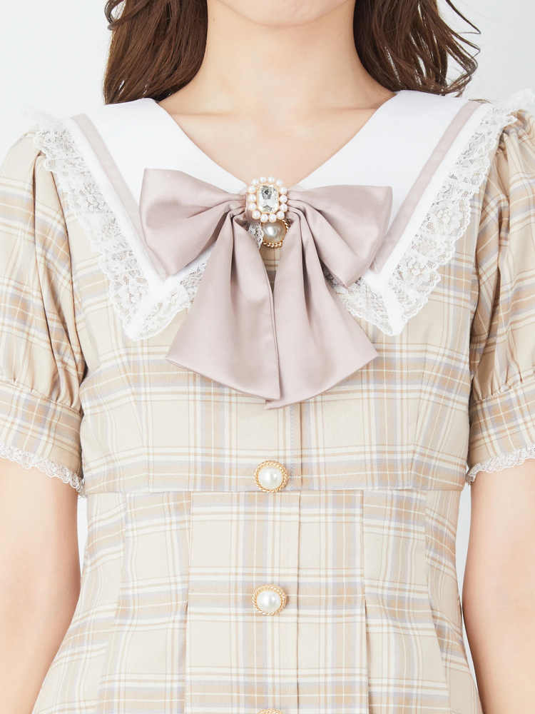 AnkRouge アンクルージュ チェック柄セーラーコンビネゾン リボンチェックコンビネゾン - Ank Rouge(アンクルージュ)の