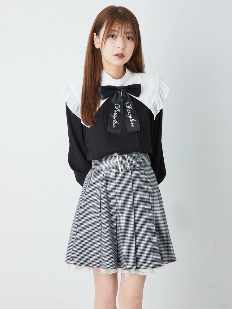 裾レースチェックプリーツSK - Ank Rouge(アンクルージュ)のスカート