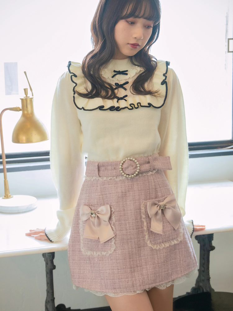 ラメツイードドーリーリボンSK - Ank Rouge(アンクルージュ)のスカート