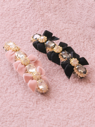 新品未使用◎ クリスタルビジュー　パールキラキラバレッタ リトルムーン バレッタL キラキラ クリスタル 大きめ 華やか