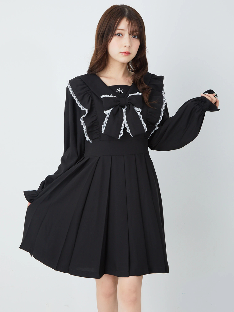 ANAYI34アイボリー リボン付き プリーツワンピース ドーリーリボンプリーツOP - Ank Rouge(アンクルージュ)の