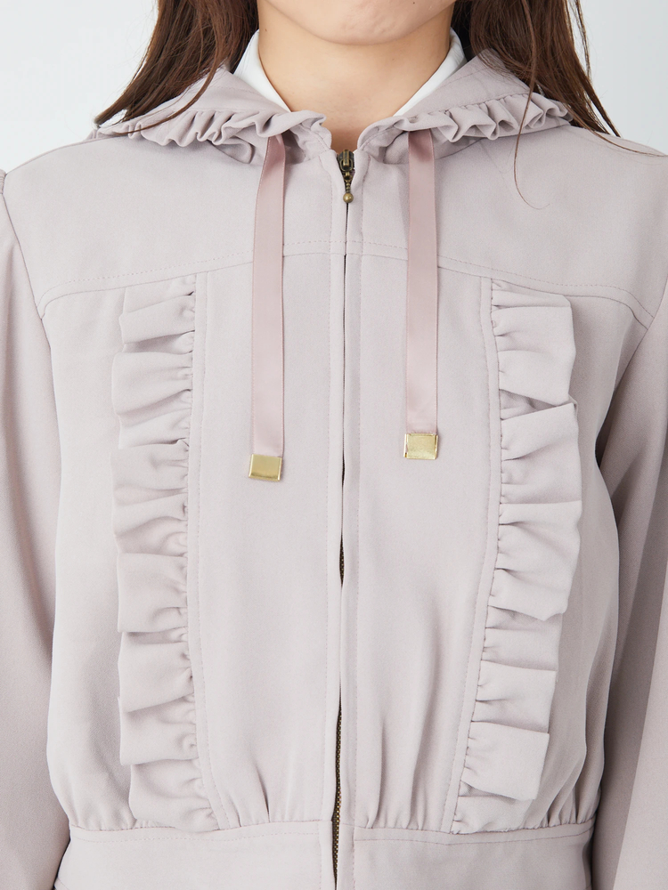 【ANAYI 】ほぼ未使用　フリル付きフードジャケット ANAYI 】ほぼ未使用 フリル付きフードジャケット ANAYI 】ほぼ未使用