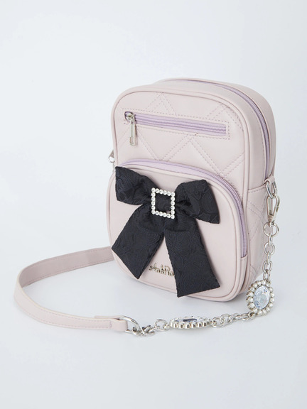 リボンビジューショルダーBAG(ピンク)