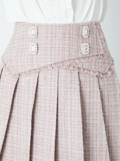 フロントビジューツイードプリーツSK