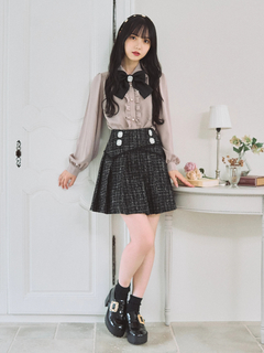 フロントビジューツイードプリーツSK