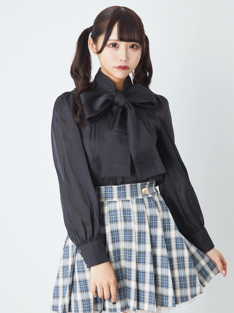 インゲボルグ★リボン付きブラウス 黒系 ドット&花柄♪z13147 カメリアリボン刺繍ブラウス （シャツ・ブラウス）｜INGEBORG