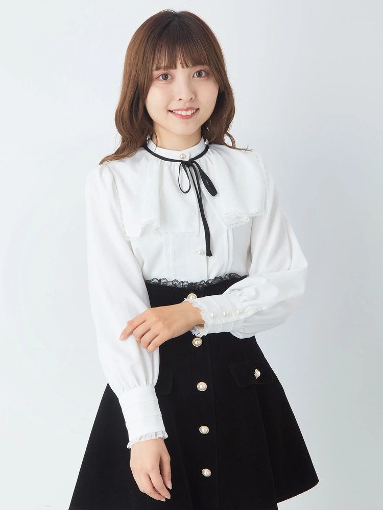 Yves Saint Laurent - 【美品】イヴ・サンローラン　フリルケープカラーブラウス　ネイビー　M相当 ケープカラーブラウス - Ank Rouge(アンクルージュ)のシャツ