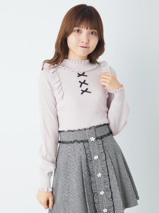 Ank Rouge 3つリボンフリルニット 3つリボンニット - Ank Rouge(アンクルージュ)のTシャツ