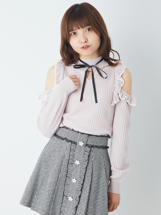 【1度のみ着用】ANAYI リボン編みニット 肩開きリボンニットPO - Ank Rouge(アンクルージュ)のニット