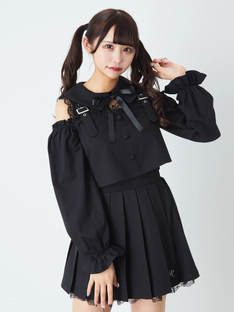 CHIFFON FRILL SLEEVELESS / BLACK | ファッション通販サイト NUGU