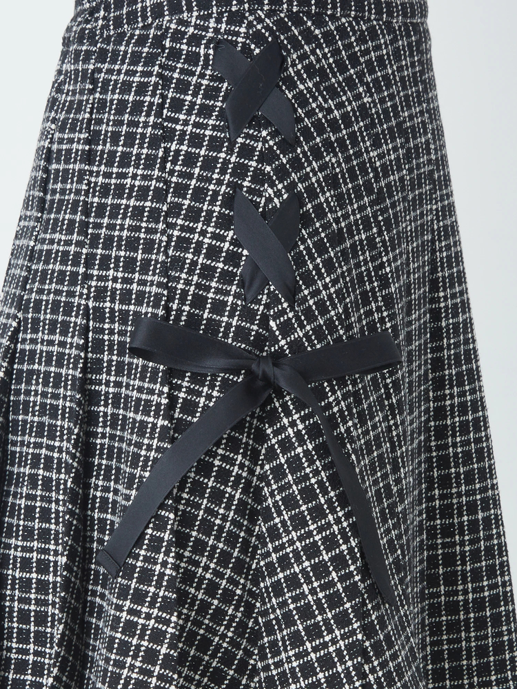 ALESSANDRA RICH★素敵！ピンストライプウール混ミニスカート ALESSANDRA RICH ウール ミニラップスカート | THE OUTNET