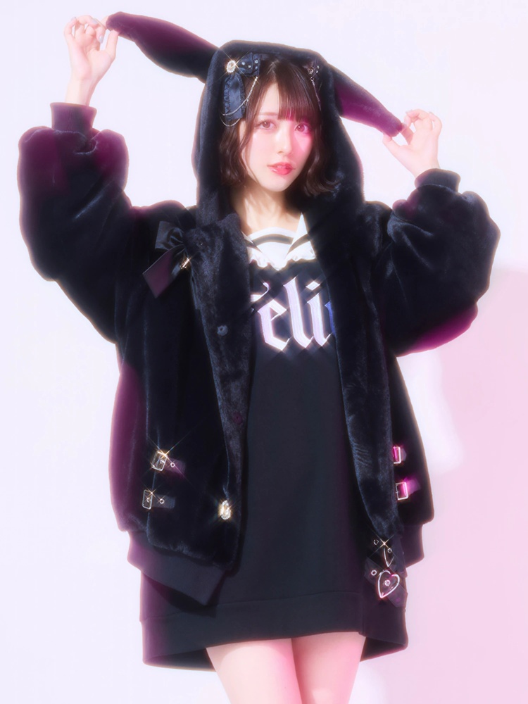 CFIERCE 2024WW うさぎ耳 ファーコート ブラック newjeans