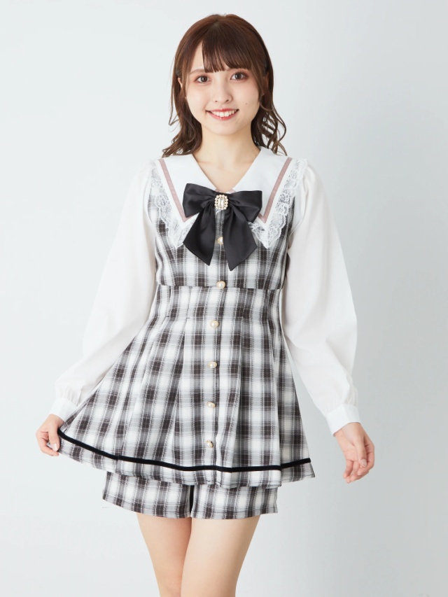 チェック柄セーラーコンビネゾン - Ank Rouge(アンクルージュ)の  