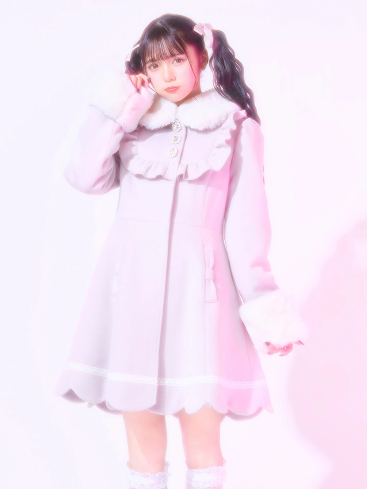 Pium ビジューカラードーリーフレアコート ピンク わかし 