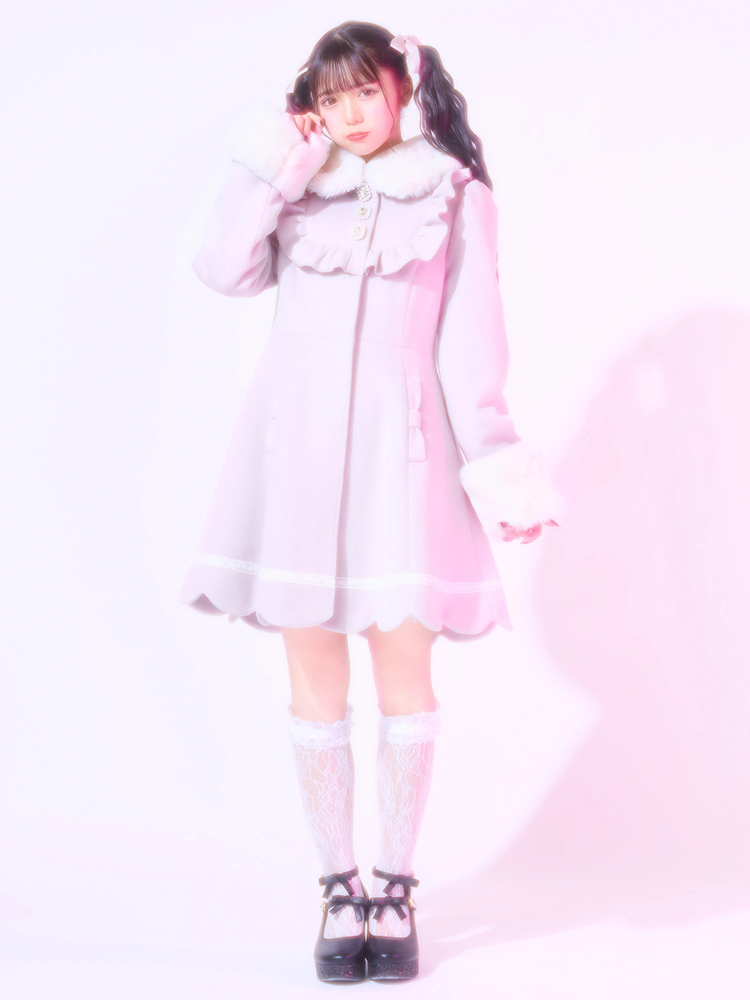 pium ビジューカラー ドーリー フレア コート ピンク ビジューカラードーリーフレアコート – pium