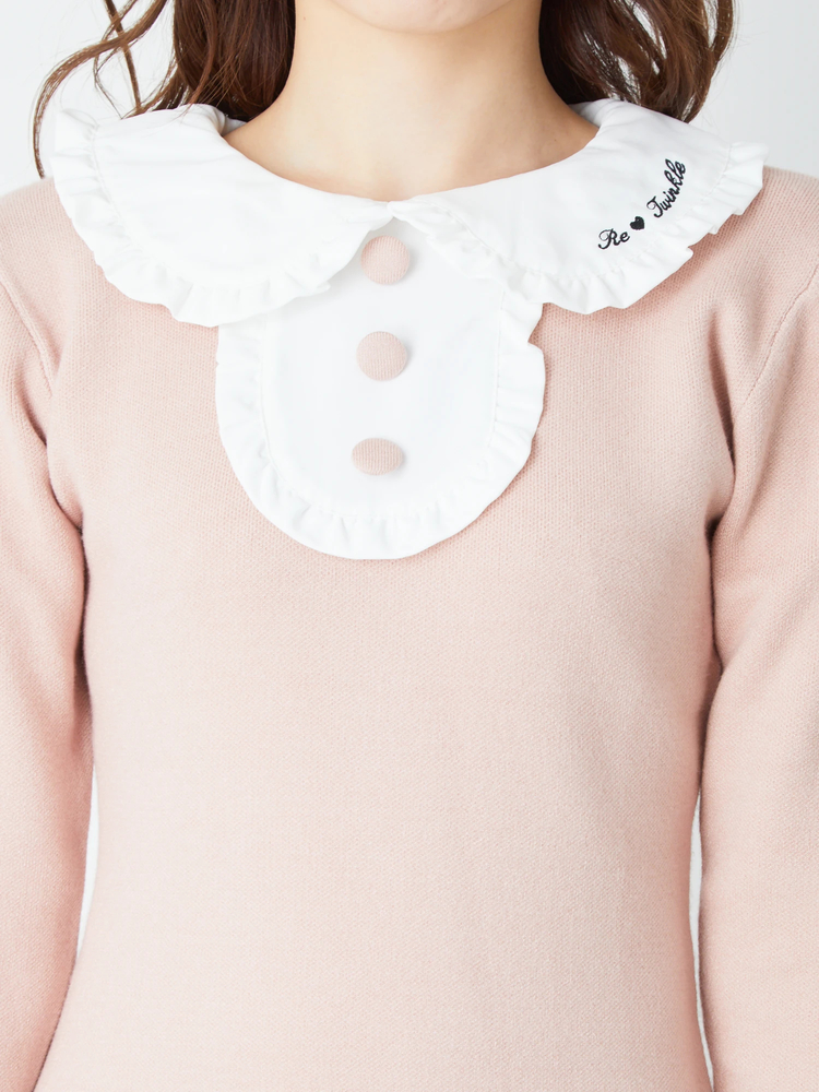 ♥クリーニング済♥【JUSGLITTY】２ ピンクベージュボウタイニットワンピ ♥クリーニング済♥【JUSGLITTY】2 ピンクベージュボウタイ