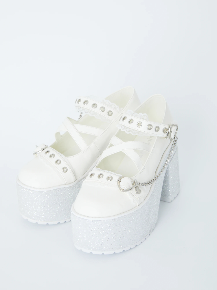 Be mqin ハートバックルチェーン厚底シューズ - Ank Rouge(アン