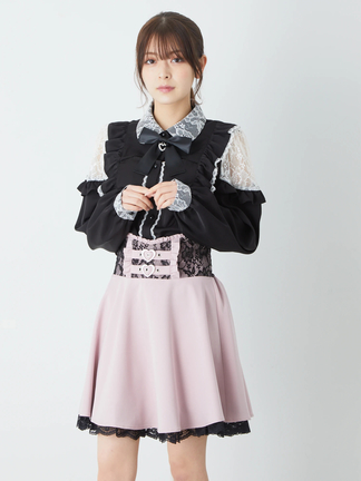 I AM MARI◆フリル パール ベルベット ジャケット＆スカート SET I AM MARI◇フリル パール ベルベット ジャケット＆スカート SET
