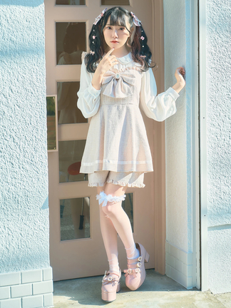 ♡Ank Rouge リボンフリルベルトシューズ 白♡ ぽんぽん リボン&ハート シューズ - Ank Rouge(アンクルージュ