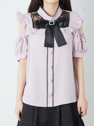 【美品】Haricot Rouge シルク混レース袖ブラウス 楽天市場】レース トップス（素材（生地・毛糸）シルク）の通販