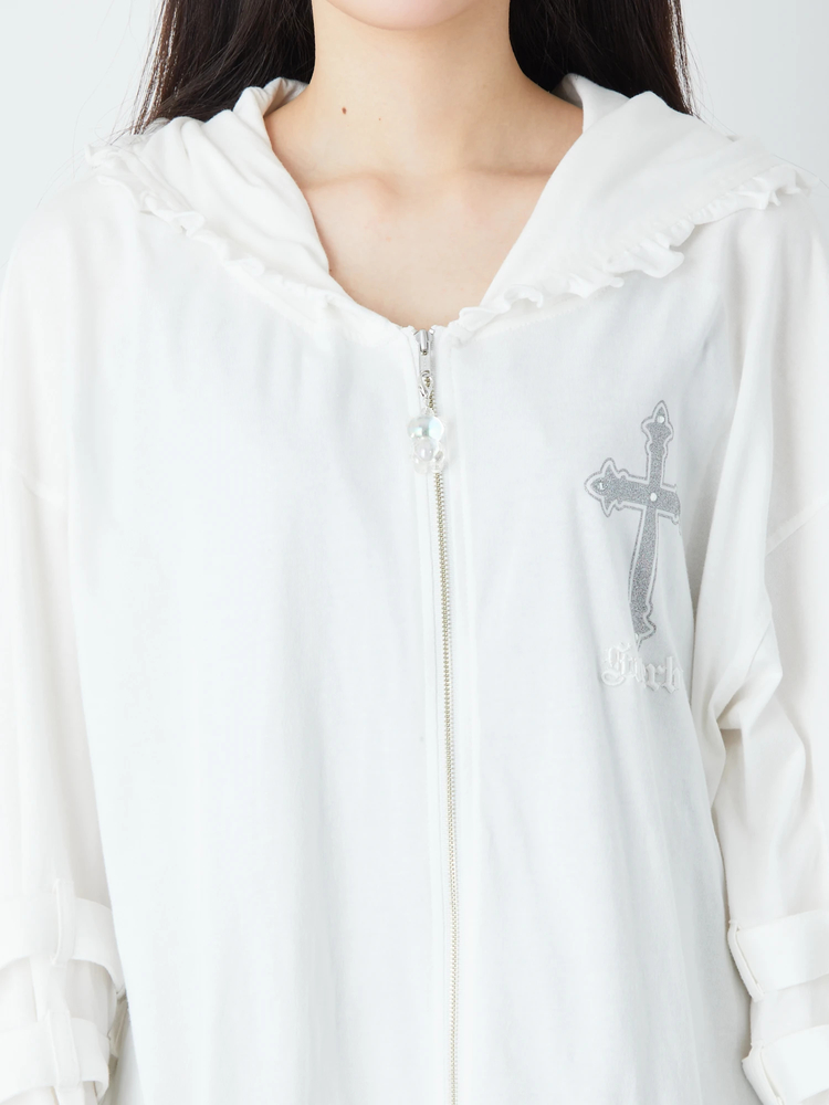 新品未使用タグ付き &LOVE パール装飾 パーカー チュニック3L