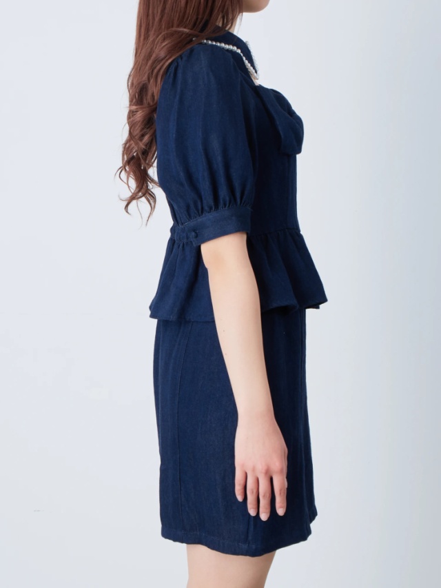 ペプラムリボンデニムミニOP - Ank Rouge(アンクルージュ)のワンピース  