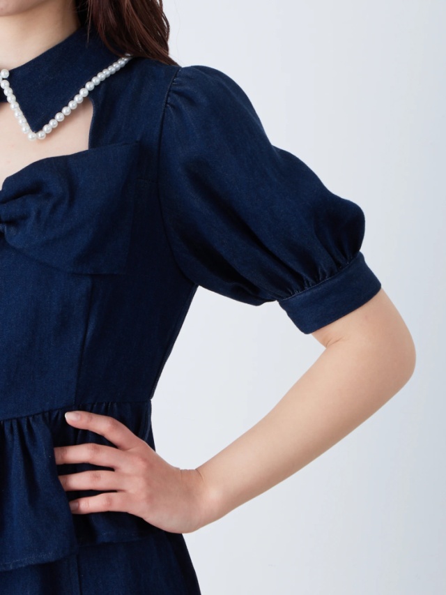 ペプラムリボンデニムミニOP - Ank Rouge(アンクルージュ)のワンピース  