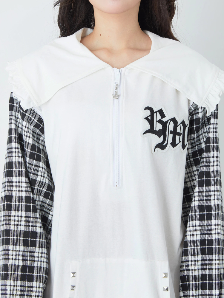 Be mqin 重ね着風ワッペンハーフジップPO - Ank Rouge(アンクルージュ