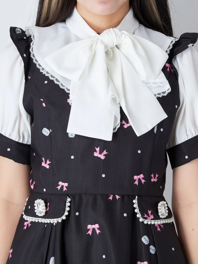 売れ筋・人気アイテム 商品 PartyプリントSet Ribbon up Rouge(アンクルージュ)の Ank - ワンピース