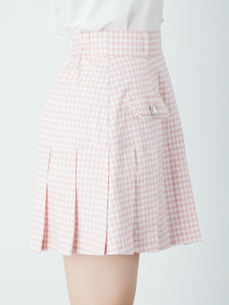 ギンガムチェック台形プリーツSK - Ank Rouge(アンクルージュ)の