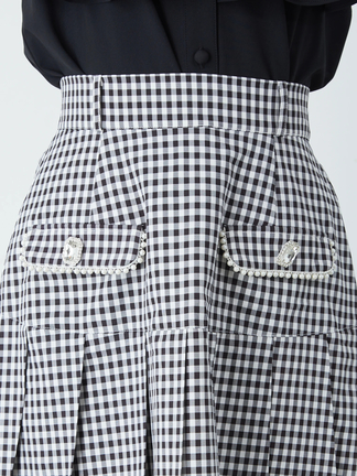 ギンガムチェック台形プリーツSK - Ank Rouge(アンクルージュ)の