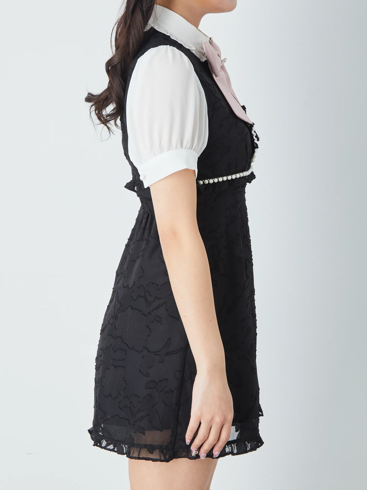 ♡AnkRouge♡アンクルージュ♡スタンドカラーセットアップ風OP♡ブルー♡ スタンドカラーセットアップ風OP - Ank Rouge(アンクルージュ)の