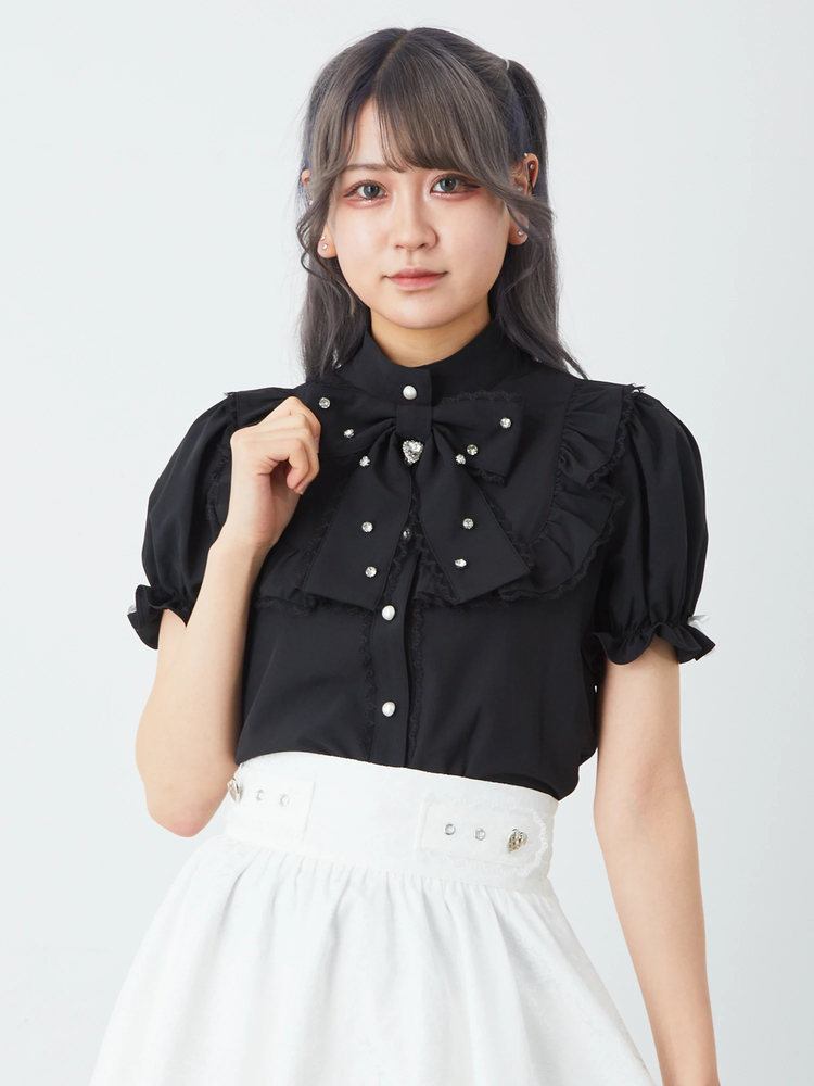 スクエアヨークリボンブラウス - Ank Rouge(アンクルージュ)のシャツ