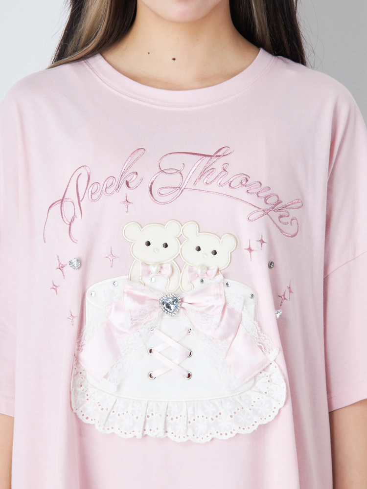 Ank Rouge クマふたごくまちゃんロンTシャツ ふたごくまちゃんロンTe - Ank Rouge(アンクルージュ)のTシャツ