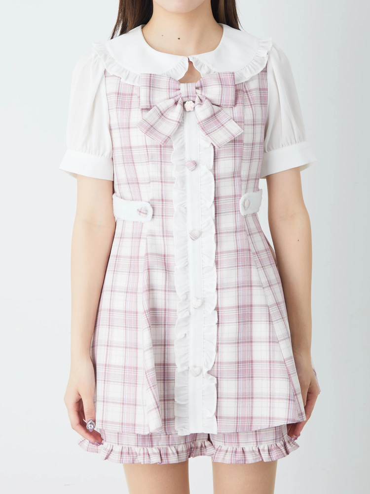 保管品　未使用新品Ank Rouge　チェックフリルコンビネゾン　タグ付き Ank Rouge - 未使用 保管品 Ank Rouge チェックフリル