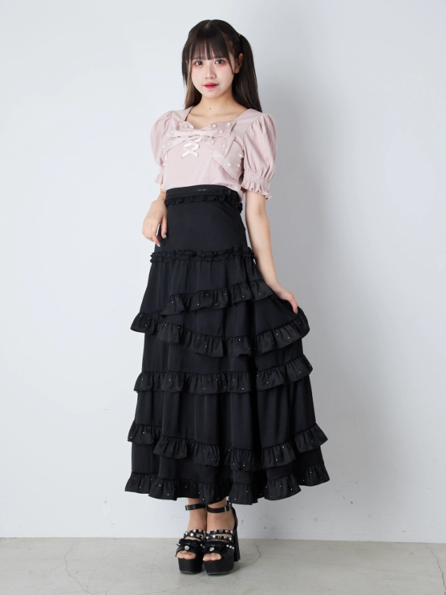 シルク100% SUE WONG フリルティアード Aラインロングドレス 感じ取れる 6 