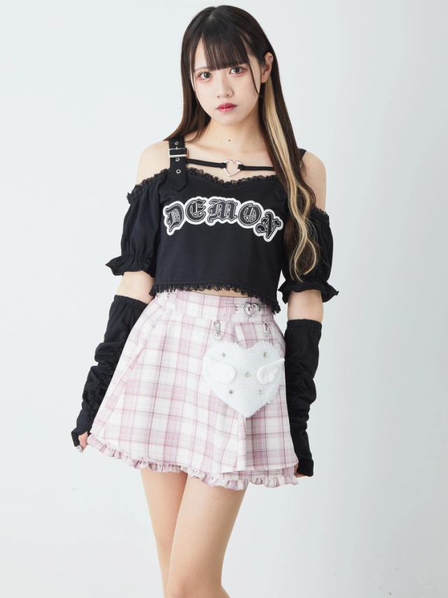 羽ボアハートチェックスカパン - Ank Rouge(アンクルージュ)のショート  