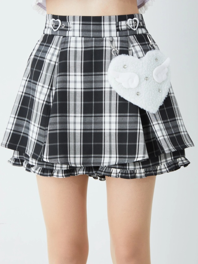 羽ボアハートチェックスカパン - Ank Rouge(アンクルージュ)のショート  