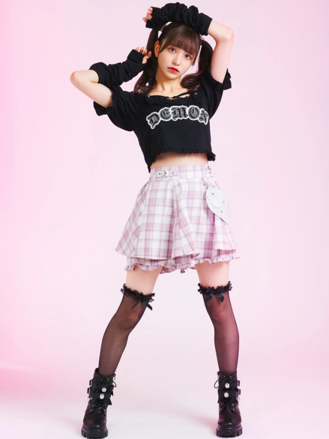 羽ボアハートチェックスカパン - Ank Rouge(アンクルージュ)のショート  