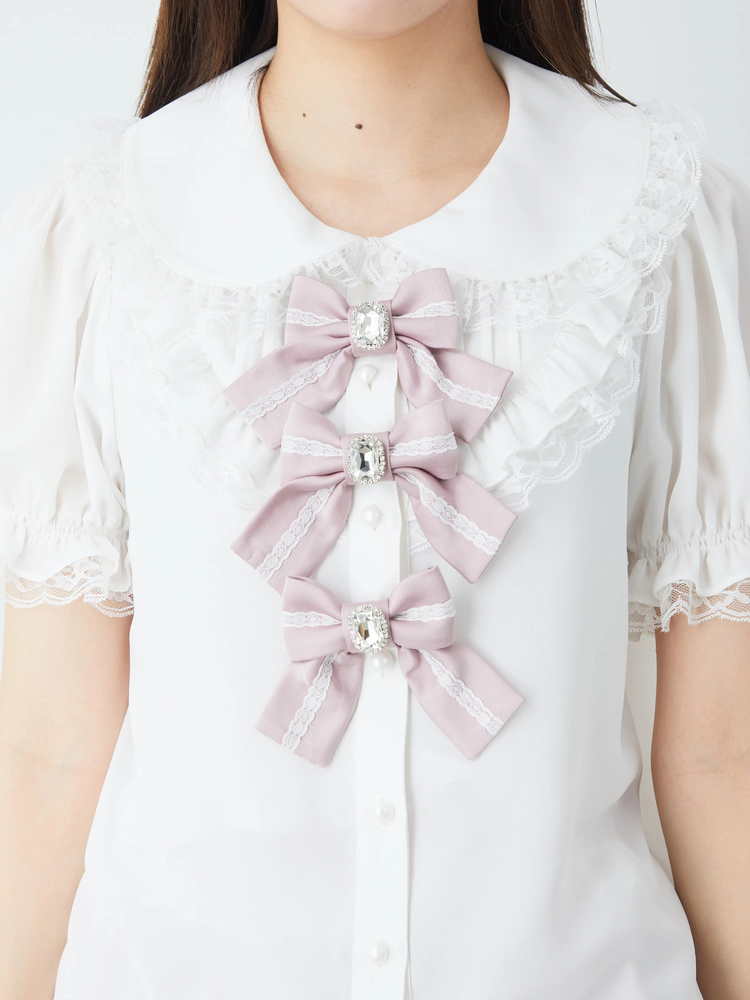 ラウンドヨークレースリボンブラウス - Ank Rouge(アンクルージュ)の